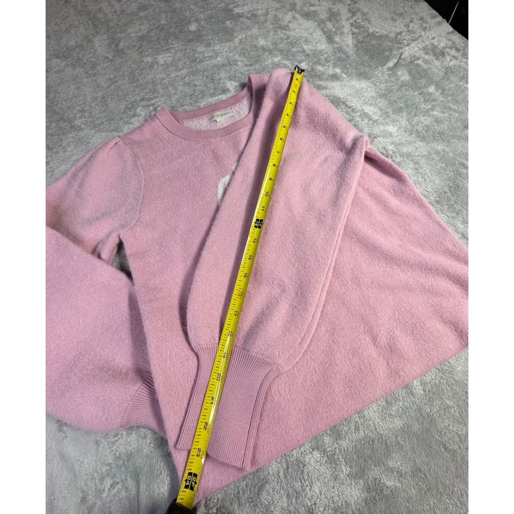 Cynthia Rowley Pink Rose Intarsia Knit Puff Sleeve Crewneck Sweater Womens M - Picture 5 of 5